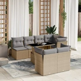 Garden sofa set with 8 pieces of synthetic beige rattan and cushions. by , Garden sets - Ref: Foro24-3266409, Price: 544,46 €...