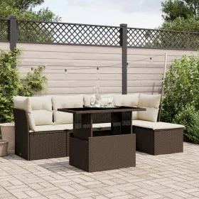 Set aus 6-teiligen Gartensofas und Kissen aus braunem Kunst-Rattan. von , Gartensets - Ref: Foro24-3266553, Preis: 414,78 €, ...