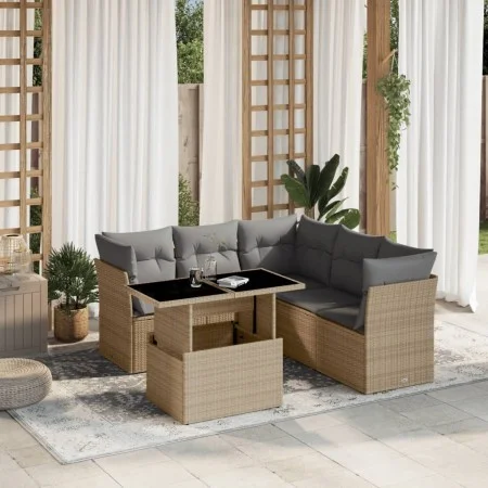 Gartensofa-Set mit 6-teiligen Kissen aus synthetischem Rattan in Beige. von , Gartensets - Ref: Foro24-3266579, Preis: 413,13...