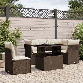 Set of 6-piece garden sofas and brown synthetic rattan cushions by , Garden sets - Ref: Foro24-3266593, Price: 457,32 €, Disc...