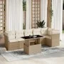 Set of 7-piece garden sofas and beige synthetic rattan cushions by , Garden sets - Ref: Foro24-3266598, Price: 507,98 €, Disc...