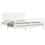 Double bed frame with white solid wood headboard by vidaXL, Beds and slatted bases - Ref: Foro24-3195302, Price: 155,80 €, Di...