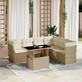 Set of 7-piece garden sofas and beige synthetic rattan cushions by , Garden sets - Ref: Foro24-3266608, Price: 507,98 €, Disc...