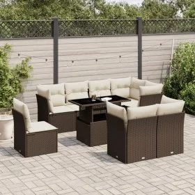 Garden sofa set 9 pieces and brown synthetic rattan cushions by , Garden sets - Ref: Foro24-3266733, Price: 655,53 €, Discoun...