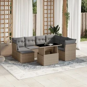 Garden sofa set with 8 pieces of synthetic beige rattan and cushions. by , Garden sets - Ref: Foro24-3266759, Price: 511,82 €...
