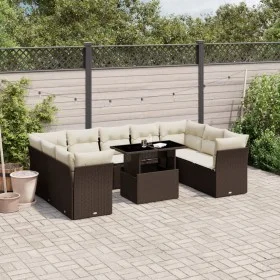 Garden sofa set 10 pieces and brown synthetic rattan cushions by , Garden sets - Ref: Foro24-3266823, Price: 701,87 €, Discou...