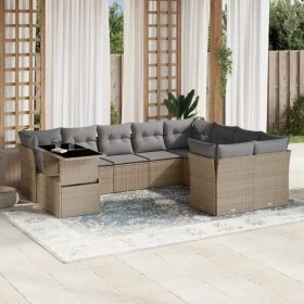 Gartensofa-Set mit 10-teiligen beigen Kissen aus synthetischem Rattan. von , Gartensets - Ref: Foro24-3266849, Preis: 635,98 ...