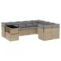 Gartensofa-Set mit 10-teiligen beigen Kissen aus synthetischem Rattan. von , Gartensets - Ref: Foro24-3266849, Preis: 637,13 ...