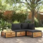 Gartenhocker mit Akazienholz-Kissen 68x68x30 cm. von , Modulare Sofas für den Außenbereich - Ref: Foro24-367640, Preis: 112,0...