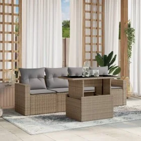 Garden sofa set with 5-piece synthetic rattan beige cushions by , Garden sets - Ref: Foro24-3267099, Price: 352,91 €, Discoun...