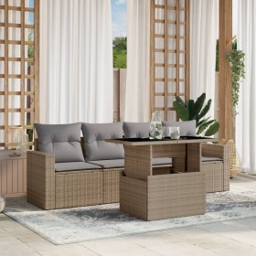 Gartensofa-Set mit 5-teiligen Kissen aus synthetischem Rattan in Beige. von , Gartensets - Ref: Foro24-3267099, Preis: 353,43...