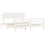 Double bed frame with white solid wood headboard by vidaXL, Beds and slatted bases - Ref: Foro24-3195302, Price: 155,80 €, Di...