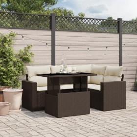 5-piece garden dining set with brown synthetic rattan cushions. by , Garden sets - Ref: Foro24-3267253, Price: 389,22 €, Disc...