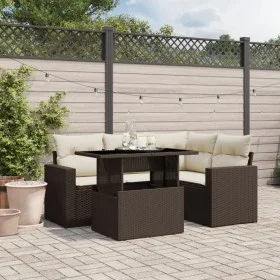 5-piece garden dining set with brown synthetic rattan cushions. by , Garden sets - Ref: Foro24-3267253, Price: 396,69 €, Disc...