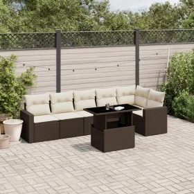 7-piece garden sofa set with brown PE rattan cushions by , Garden sets - Ref: Foro24-3267293, Price: 514,98 €, Discount: %