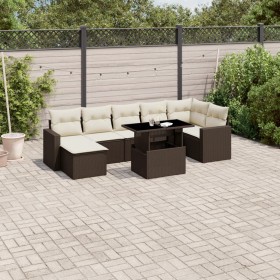 Set of 8-piece garden sofas and brown synthetic rattan cushions by , Garden sets - Ref: Foro24-3267433, Price: 559,93 €, Disc...