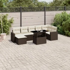 Set of 8-piece garden sofas and brown synthetic rattan cushions by , Garden sets - Ref: Foro24-3267433, Price: 561,56 €, Disc...