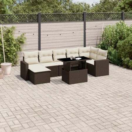 Set of 8-piece garden sofas and brown synthetic rattan cushions by , Garden sets - Ref: Foro24-3267433, Price: 561,56 €, Disc...