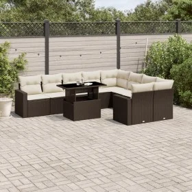 Garden sofa set 10 pieces and brown synthetic rattan cushions by , Garden sets - Ref: Foro24-3267503, Price: 695,40 €, Discou...