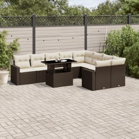 Garden sofa set 10 pieces and brown synthetic rattan cushions by , Garden sets - Ref: Foro24-3267503, Price: 695,74 €, Discou...