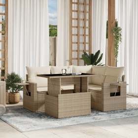 Garden sofa set with 5-piece synthetic rattan beige cushions by , Garden sets - Ref: Foro24-3267878, Price: 395,09 €, Discoun...