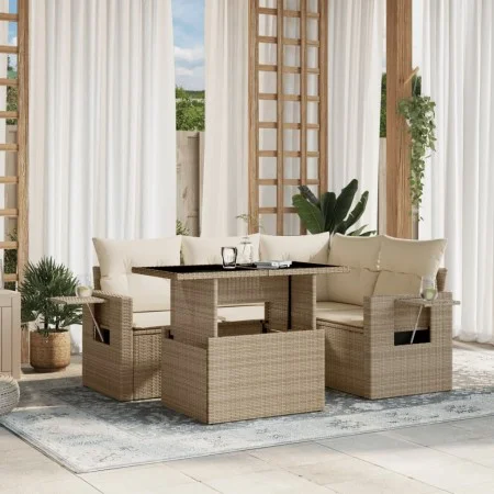 Gartensofa-Set mit 5-teiligen Kissen aus synthetischem Rattan in Beige. von , Gartensets - Ref: Foro24-3267878, Preis: 426,17...