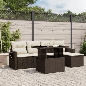 Set of 6-piece garden sofas and brown synthetic rattan cushions by , Garden sets - Ref: Foro24-3267873, Price: 421,19 €, Disc...