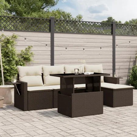 Set aus 6-teiligen Gartensofas und Kissen aus braunem Kunst-Rattan. von , Gartensets - Ref: Foro24-3267873, Preis: 424,21 €, ...