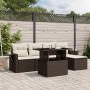 Set sofás de jardín 6 piezas y cojines ratán sintético marrón