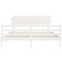Double bed frame with white solid wood headboard by vidaXL, Beds and slatted bases - Ref: Foro24-3195302, Price: 155,80 €, Di...