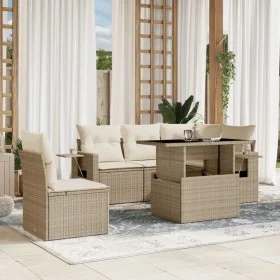 Gartensofa-Set mit 6-teiligen Kissen aus synthetischem Rattan in Beige. von , Gartensets - Ref: Foro24-3267908, Preis: 482,37...