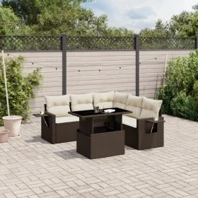 Set of 6-piece garden sofas and brown synthetic rattan cushions by , Garden sets - Ref: Foro24-3267903, Price: 464,64 €, Disc...