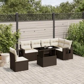 7-piece garden sofa set with brown PE rattan cushions by , Garden sets - Ref: Foro24-3267943, Price: 519,68 €, Discount: %
