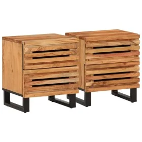 Nachttische 2 Stück Massivholz Akazie 40x34x46 cm von , Nachttische - Ref: Foro24-377429, Preis: 129,93 €, Rabatt: %