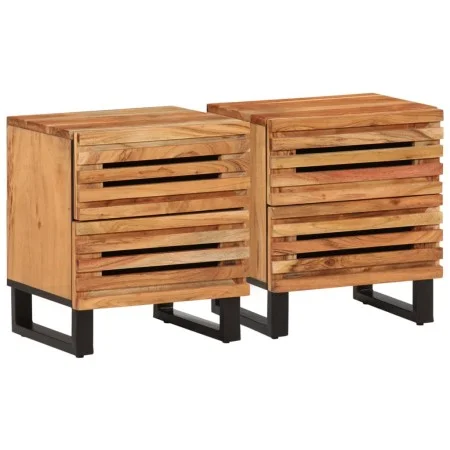 2 solid acacia wood bedside tables 40x34x46 cm by , Nightstands - Ref: Foro24-377429, Price: 129,64 €, Discount: %