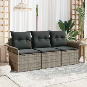 Conjunto de sofá de jardín con cojín 3 pcs Gris 196 x 62 x 85cm