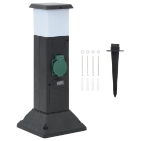 Outdoor column with 2 sockets and lamp 16x16x39.5 cm by , wall sockets - Ref: Foro24-4010099, Price: 44,00 €, Discount: %