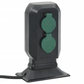 Outdoor plug with 4-way stake, black and green, 15.5x11x24 cm. by , wall sockets - Ref: Foro24-4010101, Price: 25,89 €, Disco...