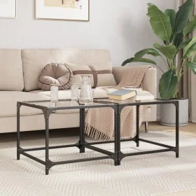 2 units of transparent glass and steel coffee tables 50x50x40 cm by , Coffee table - Ref: Foro24-845967, Price: 47,88 €, Disc...