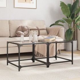 Zwei Couchtische aus transparentem Glas und Stahl, jeweils 50x50x40 cm. von , Couchtisch - Ref: Foro24-845967, Preis: 48,51 €...