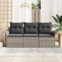 Conjunto de sofá de jardín con cojín 3 pcs Gris 196 x 62 x 85cm