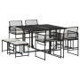 Set de comedor de jardín 9 pzas y cojines ratán sintético negro de , Conjuntos de jardín - Ref: Foro24-3295018, Precio: 374,72 €