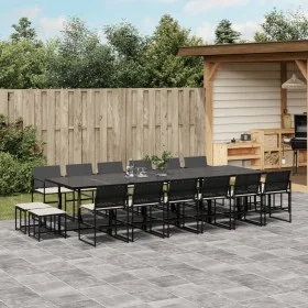Garden furniture set 17 pieces with black synthetic rattan cushions by , Garden sets - Ref: Foro24-3295072, Price: 918,73 €, ...