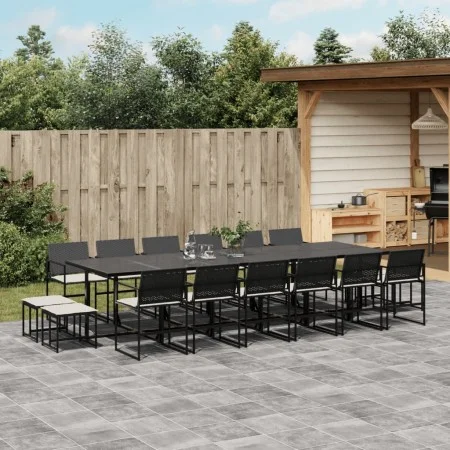 Garden furniture set 17 pieces with black synthetic rattan cushions by , Garden sets - Ref: Foro24-3295072, Price: 918,73 €, ...