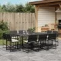 Set de comedor jardín 11 pzas con cojines ratán sintético negro de , Conjuntos de jardín - Ref: Foro24-3295064, Precio: 564,9...