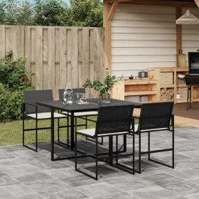 Gartenmöbel-Set, 5-teilig, mit schwarzen Polstern aus synthetischem Rattan von , Gartensets - Ref: Foro24-3295058, Preis: 269...