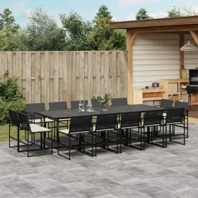 Set comedor de jardín con cojines 15 pzas ratán sintético negro de , Conjuntos de jardín - Ref: Foro24-3295066, Precio: 862,0...