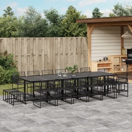 Set de comedor de jardín 17 pzas ratán sintético negro de , Conjuntos de jardín - Ref: Foro24-3295047, Precio: 931,26 €, Desc...