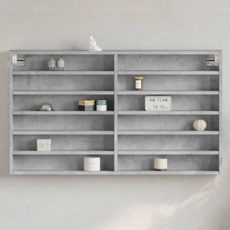 Engineered wood display case in concrete gray, 100x8.5x58 cm by , Shelves and shelves - Ref: Foro24-847943, Price: 46,88 €, D...
