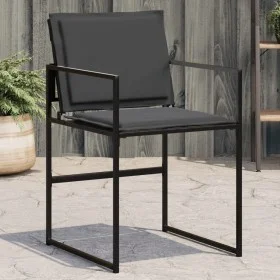 Garden chairs with cushions, 4 units, black steel and textilene. by , Garden chairs - Ref: Foro24-4008584, Price: 178,52 €, D...